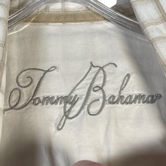 Tommy Bahama Mens Button Up Camp Shirt XXL Beige Plaid Tencel Outdoor Tropical - Picture 5 of 7